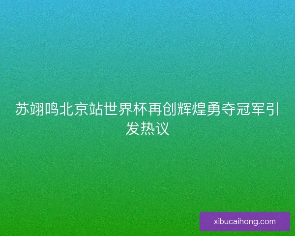苏翊鸣北京站世界杯再创辉煌勇夺冠军引发热议 苏翊鸣北京站世界杯再创辉煌勇夺冠军引发热议
