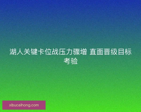 湖人关键卡位战压力骤增 直面晋级目标考验